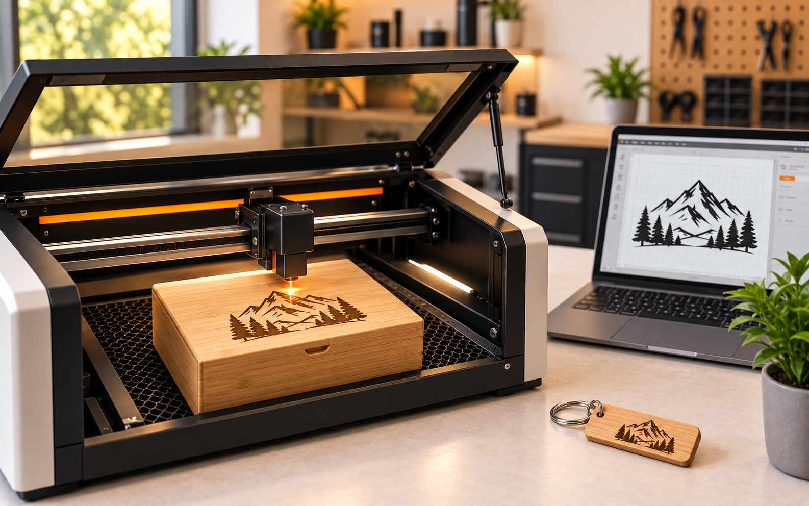Lasergravur einer Holzbox vom vorbereiteten Motiv bis zum fertigen Stück