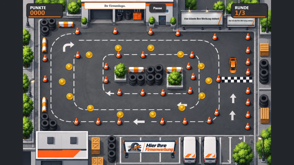 Echter Screenshot der spielbaren SB GAME Reifen-Challenge DEMO-04